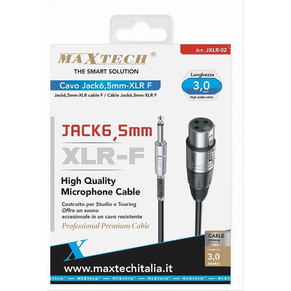 Trade Shop - Cavo Da Jack 6.5 Mm Mono A Xlr Femmina Audio Prolunga Per Microfono 3 Mt Jxlr-02 -