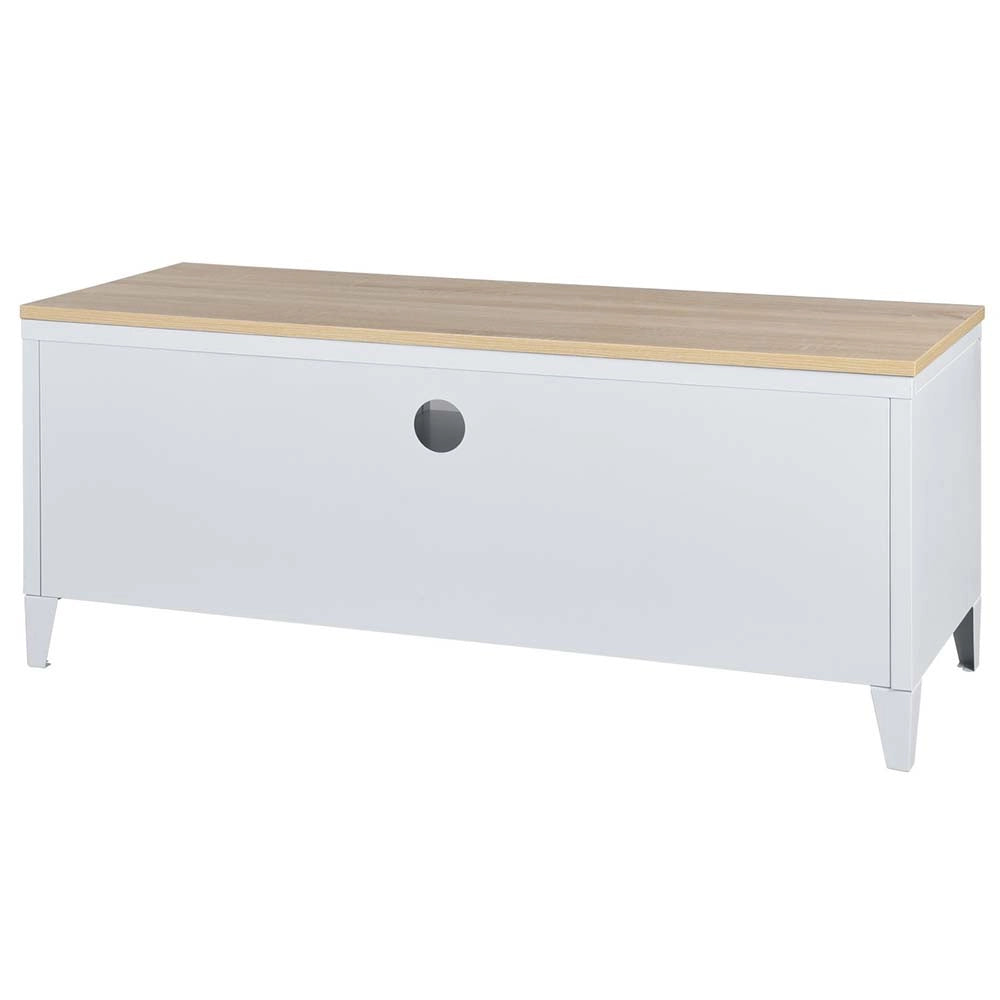 Armadietto Mobiletto TV con Cassetto Metallo MDF Mobile Televisione Moderno Bian