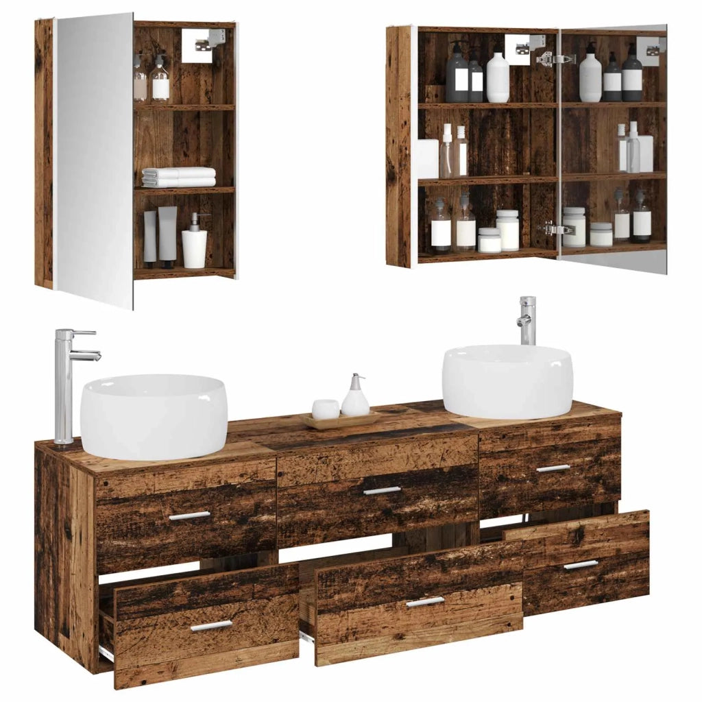 Set di mobili per il bagno 5 pcs Legno antico 3407013