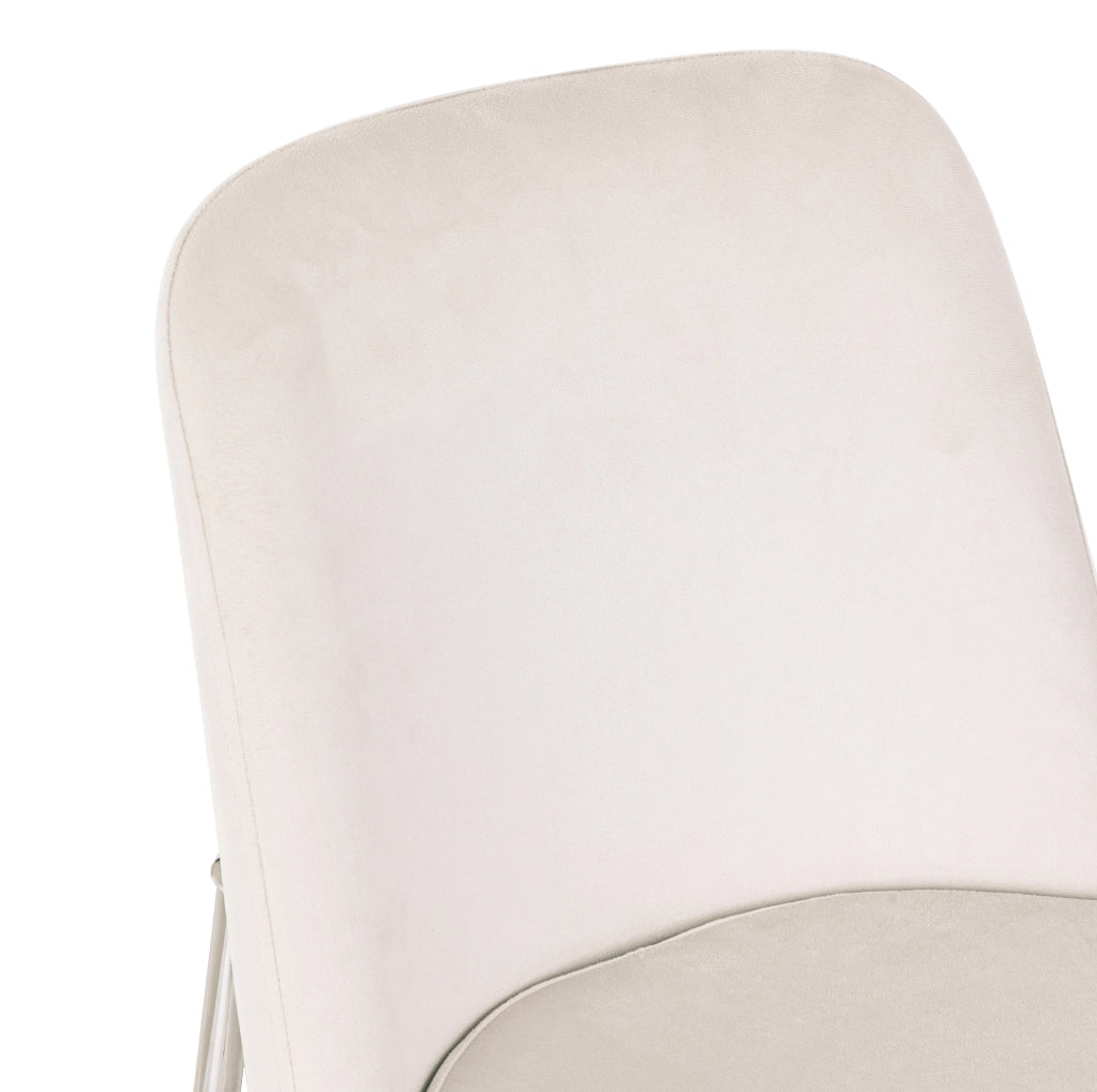 Set di 4 sedie da pranzo in velluto beige con gambe cromate