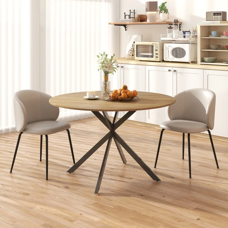 TAVOLO ROTONDO DA PRANZO Ø120 CM STILE INDUSTRIALE LEGNO COLORE OAK