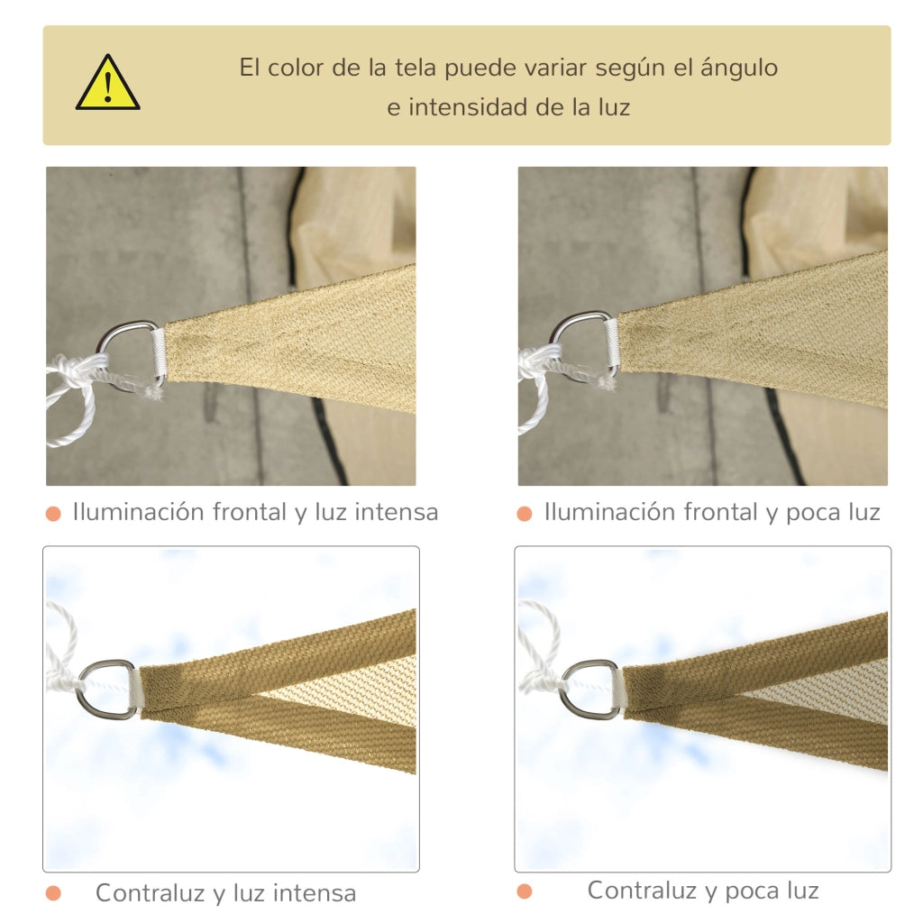 Toldo da Giardino a Vela Triangolare 3x3x3 m ¨C zephmum ¨C HDPE Anti-UV Traspirante Colore Sabbia