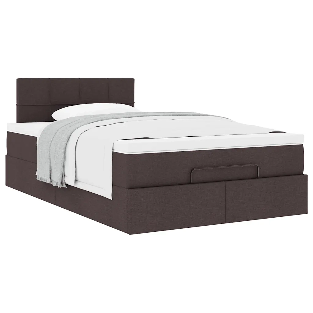Pouf Letto con Materasso Marrone Scuro 120x200 cm in Tessuto 3311452