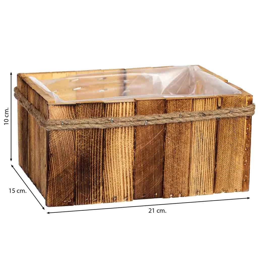 Cesto rettangolare in legno 21x15x10h cm