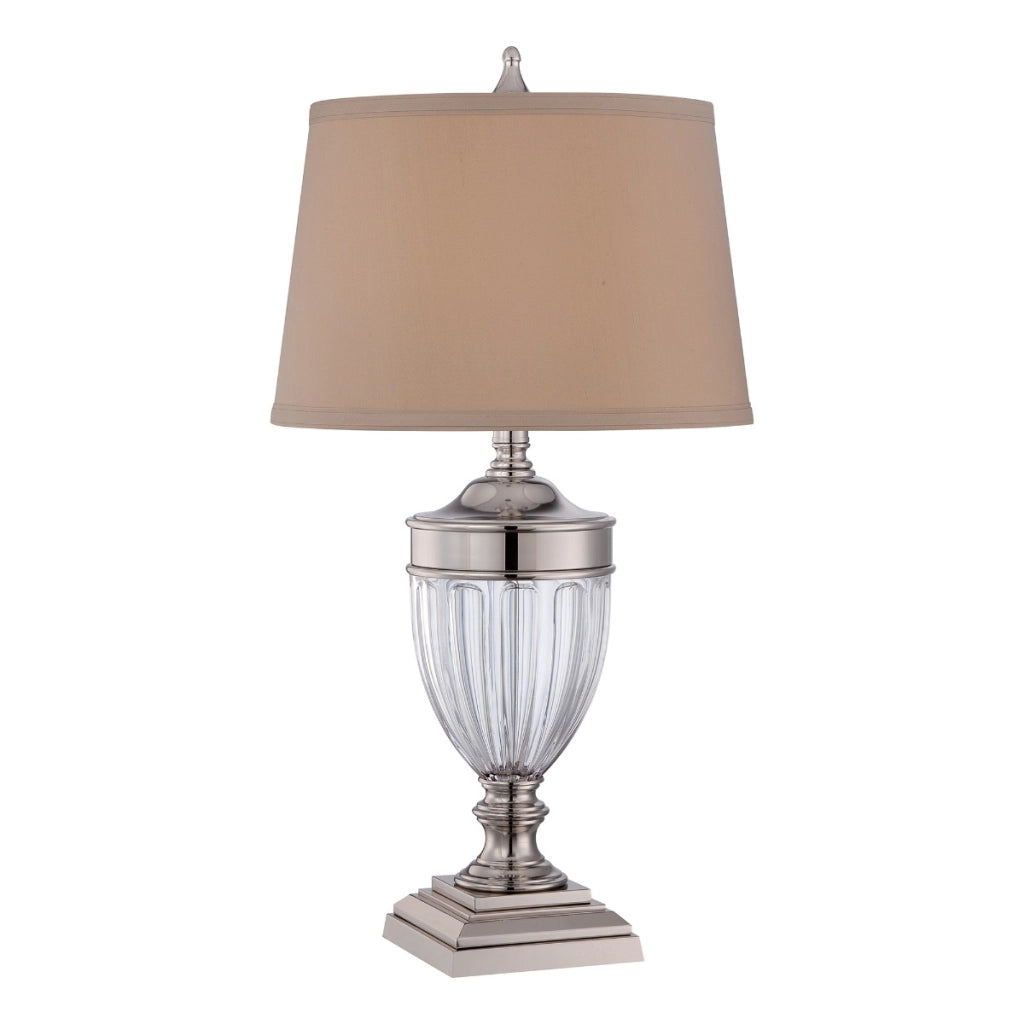 Lampada da tavolo Dennison nichel lucido crema E27 Quoizel