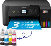 Epson EcoTank ET-2820 stampante Multifunzione A4 (stampa, copia, scansione) USB, Wi-Fi, Wi-Fi Direct, display LCD 3,7 cm, serbatoi flaconi alta capacità, Smart Panel, fronte/retro, Nero