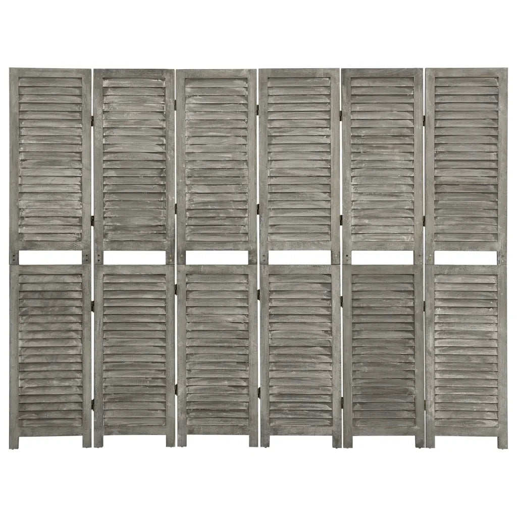 Divisorio a 6 Pannelli Grigio 214x166 cm in Legno Massello cod mxl 67334