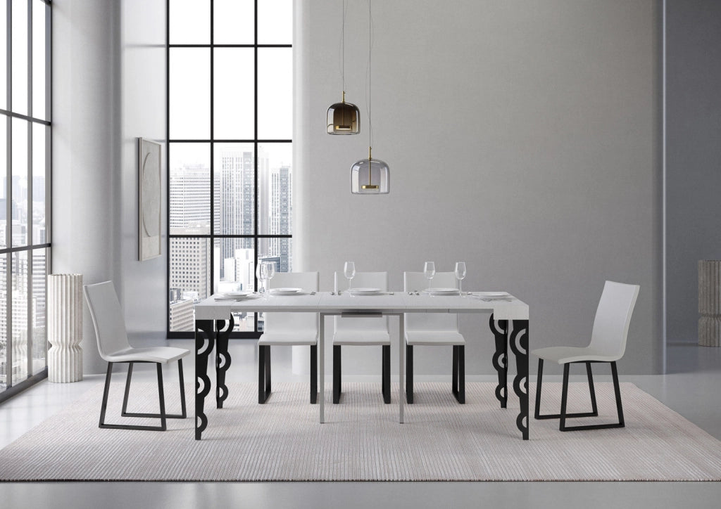 Consolle Allungabile 90-300x40x77 cm in Nobilitato Bianco
