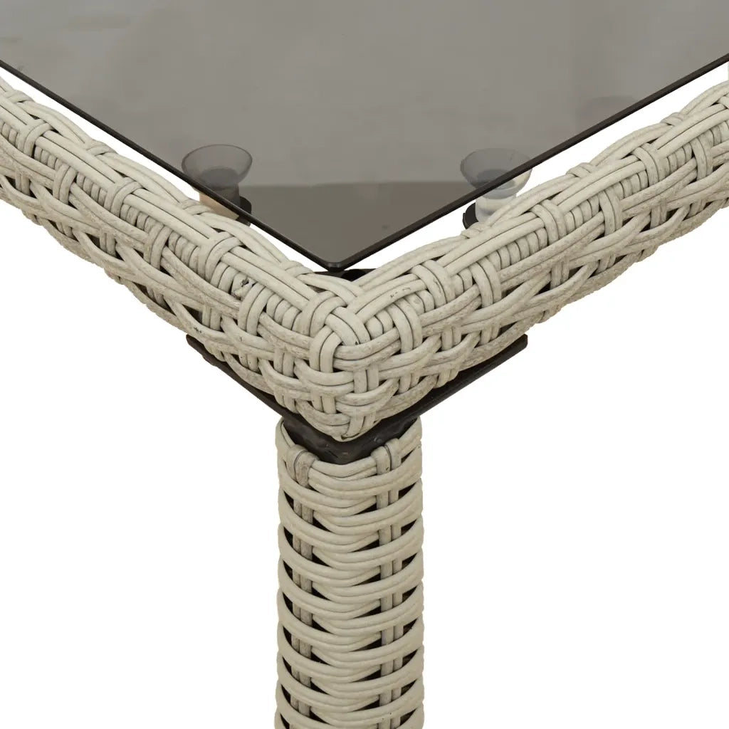 Tavolo Giardino | Tavolino da esterno Piano Vetro Grigio Chiaro 115x54x74 Polyrattan