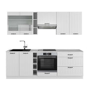 Cucina componibile Fame-Line Bianco rustico/Bianco 235 cm, PL Marmo Vicco