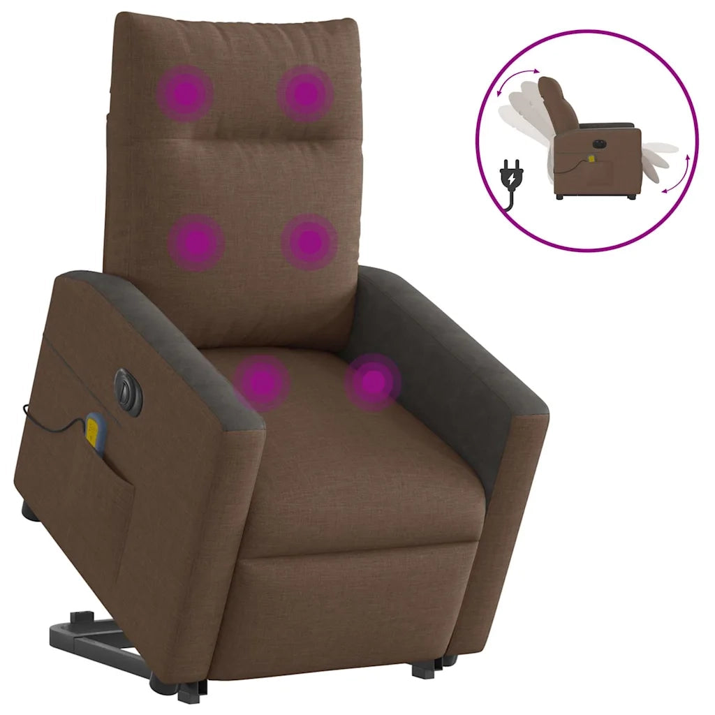 Poltrona Alzapersona Massaggiante Elettrica Marrone Tessuto 3324076