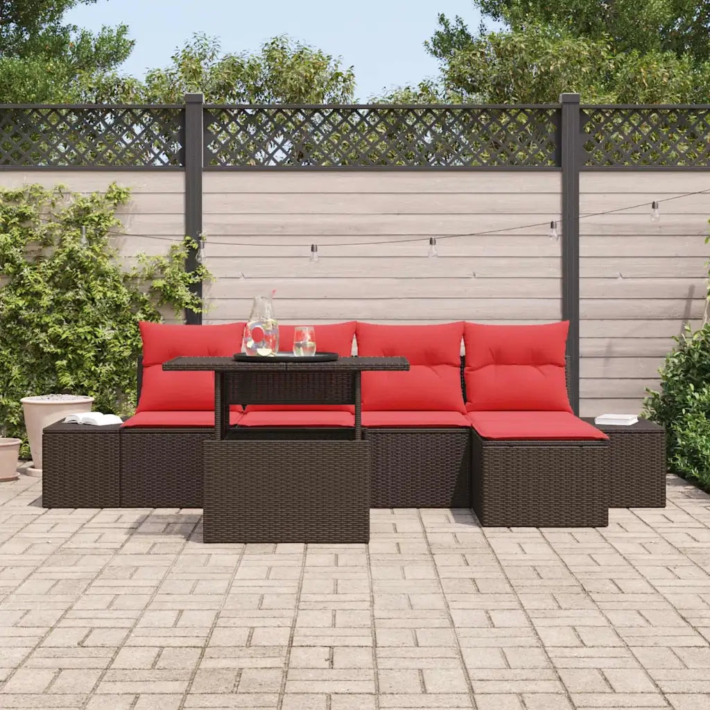 Set Divano da Giardino 6 pz Marrone polyrattan 3357907