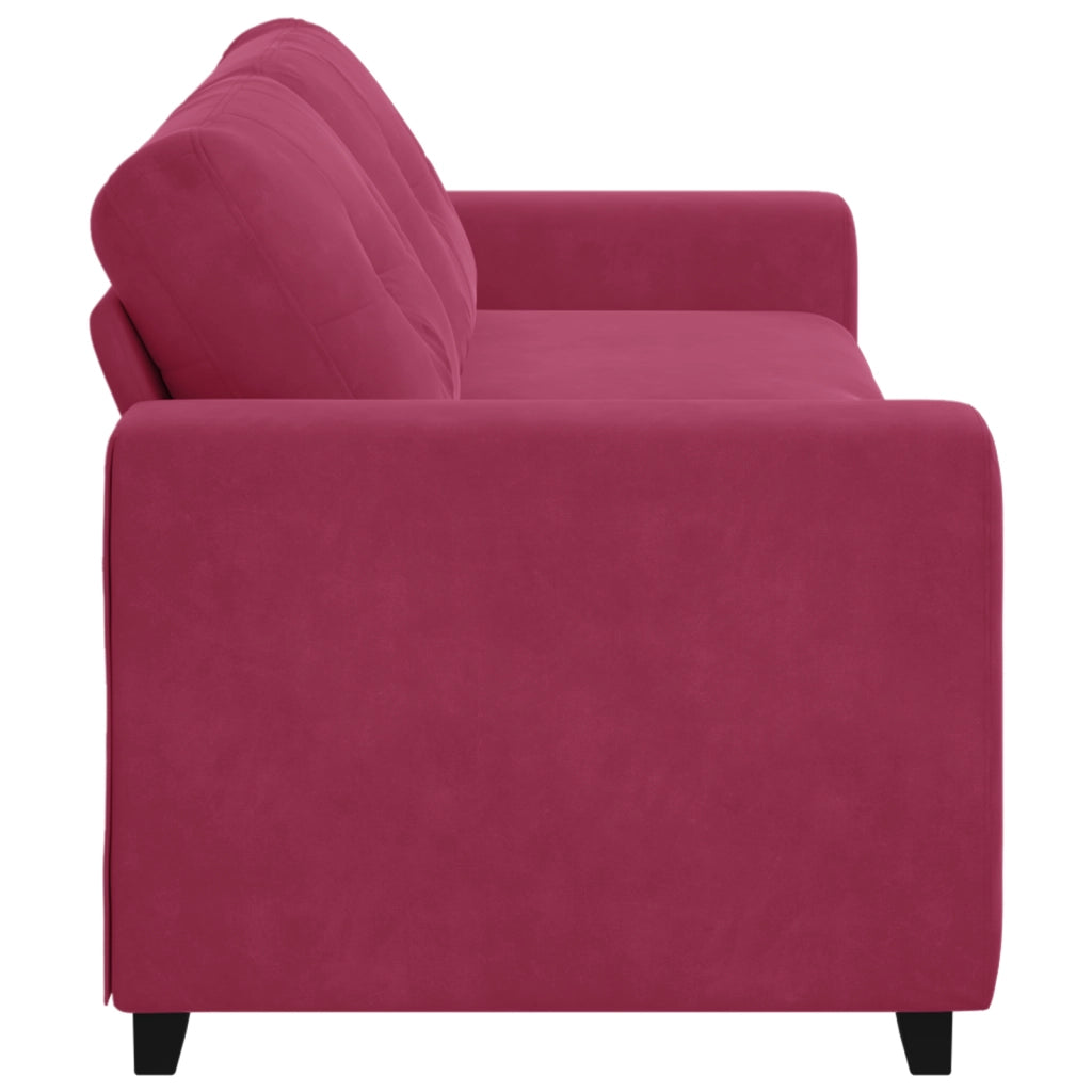 Divano 3 posti  Rosso vino 180 cm in velluto