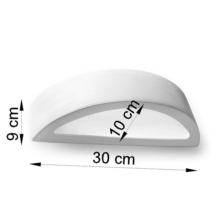 Applique semicircolare in ceramica bianca 30cm LUMERA E27