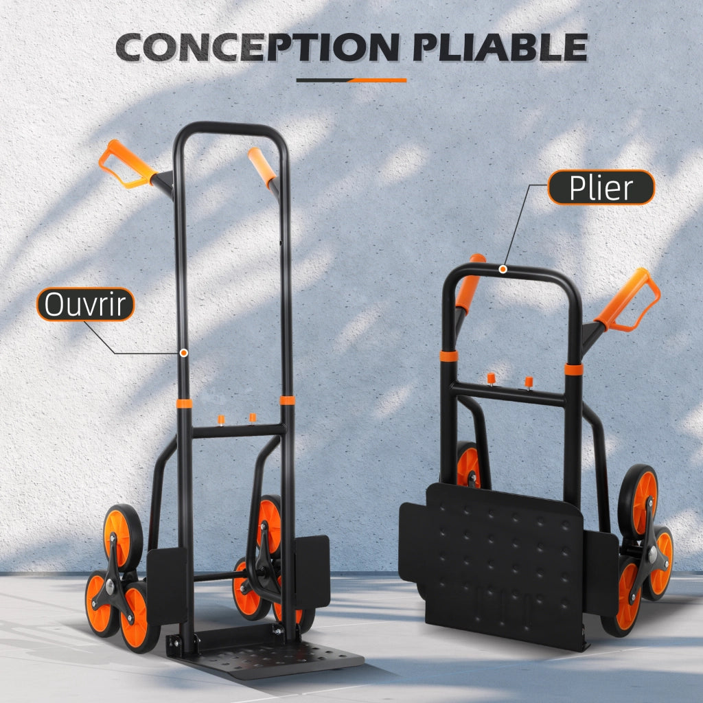 Carrello Portatile Pieghevole ¨C zephmum ¨C Acciaio, Arancione, 44x67x106,5cm