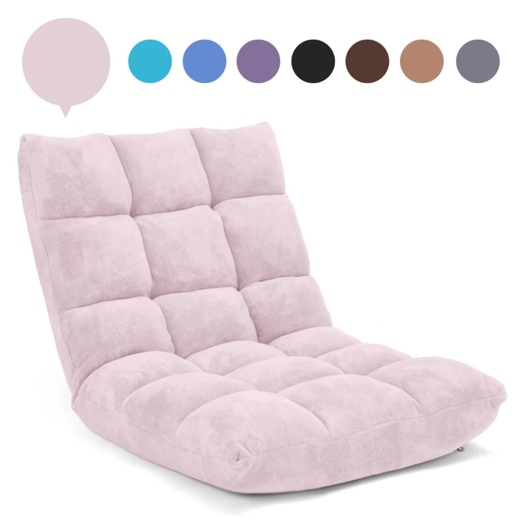 Sedia imbottita da pavimento regolabile in 14 posizioni, Poltrona da pavimento 105x56x15cm Roseo-Divani da terra
