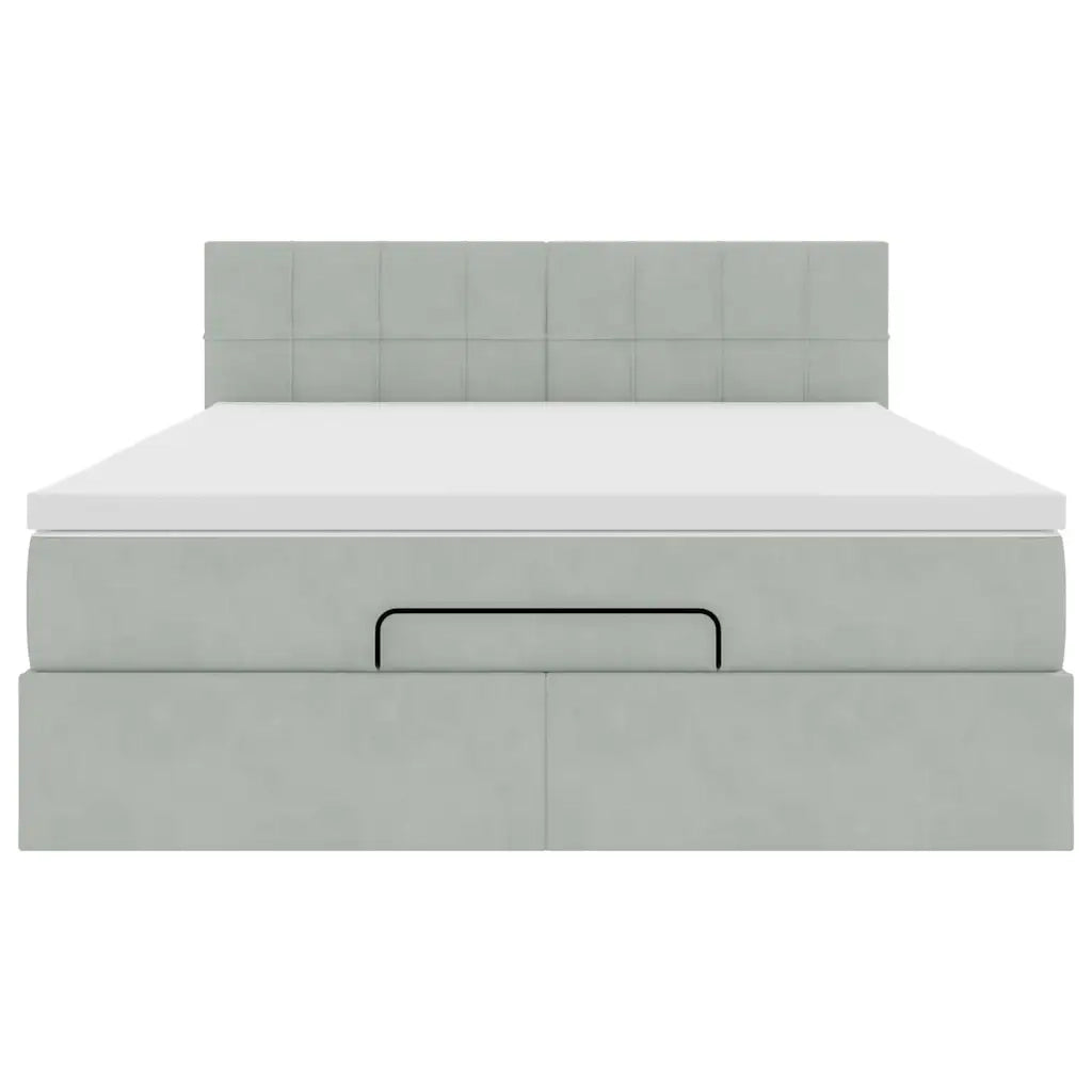 Struttura Letto Pouf con Materasso 140x200 cm in Velluto