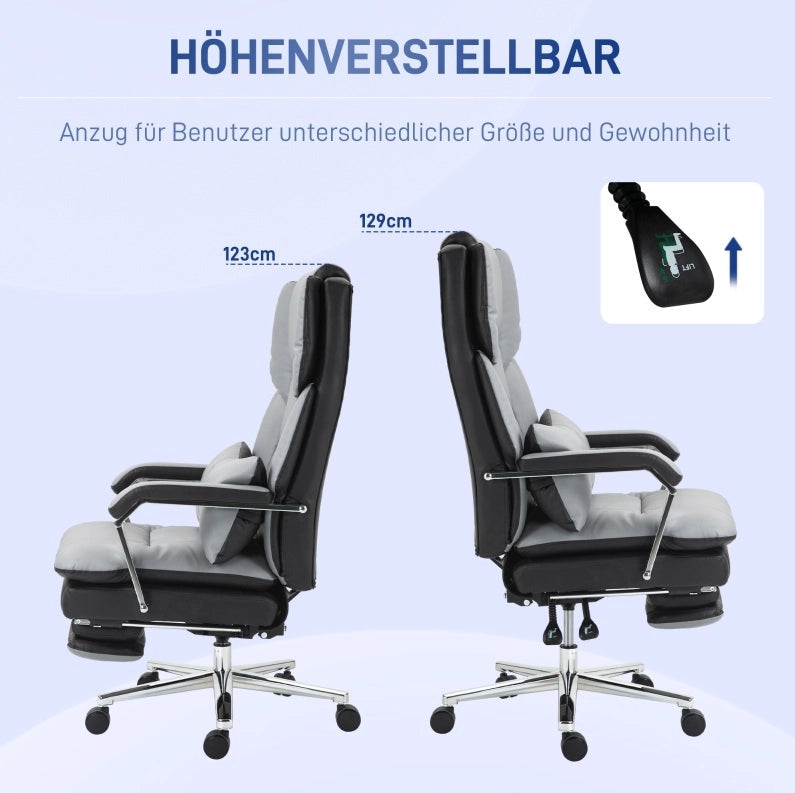 Sedia da ufficio ergonomica grigia con poggiapiedi