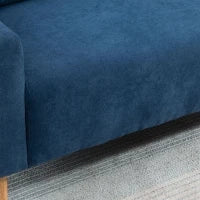 Divano 2 Posti Moderno e Trapuntato in Stile Nordico, in Poliestere e Legno, 145x76x88 cm, Blu
