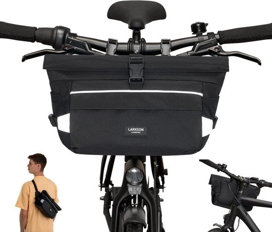 Zaino da Bicicletta 2 in 1 per Manubrio e Spalla - Tasca da Bikepacking per il Manubrio con Riflessi - Impermeabile