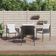 Set Pranzo da Giardino 5pz con Cuscini in Polyrattan e Acciaiocod mxl 76634