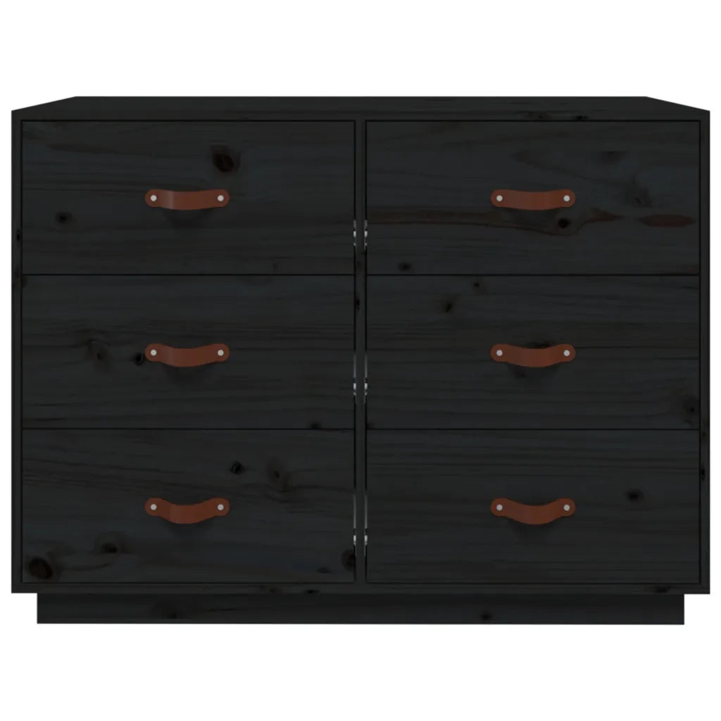 Credenza Nera 100x40x75 cm in Legno Massello di Pino cod mxl 26663