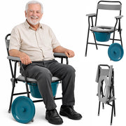 Sedia WC Pieghevole con Vaso Rimovibile per Anziani e Disabili 45.5x46x85cm