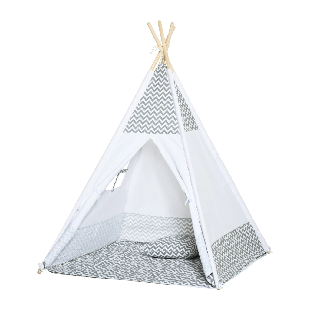 Tenda da gioco per bambini teepee indiano ¨C zephmum ¨C grigio bianco 120x120x155 cm