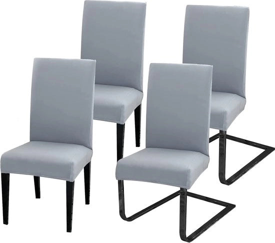 Copricoperte per Sedie, Set di 4, Copricoperte per Sedie Stendardi, Copricoperte per Sedie Universali in Poliestere per Sala da Pranzo, Hotel, Tavola, Decorazione di Festa, Matrimonio, Grigio chiaro