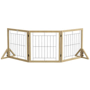 Cancellino per Cani Pieghevole con 3 Pannelli 210x70 cm in Legno Naturale