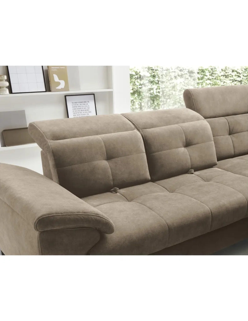 Divano ad angolo Beige 5 posti angolo destro chaise longue comfort INFERNO