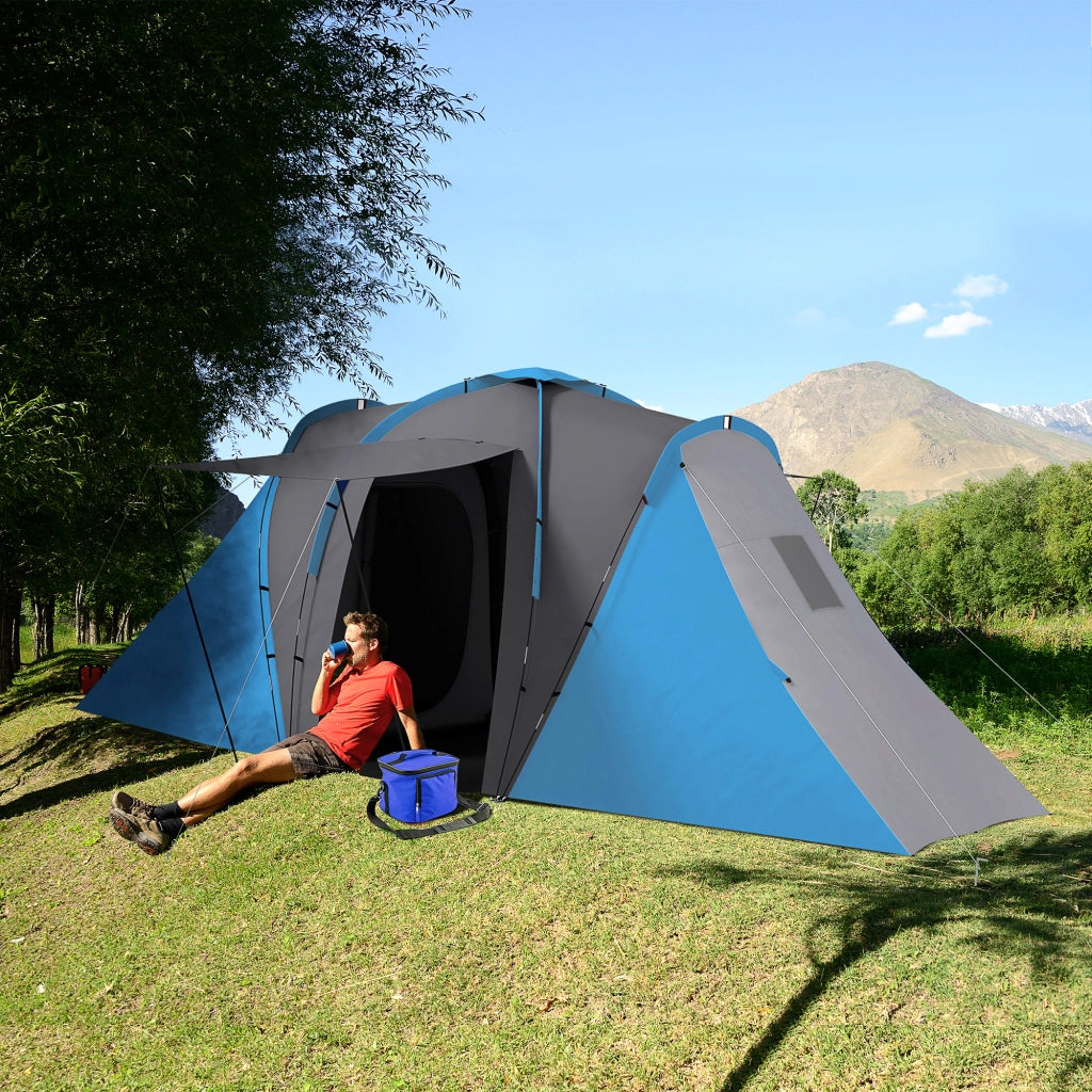 Tenda da campeggio 4-6 persone ¨C zephmum ¨C grigio scuro e blu 555x225x190 cm