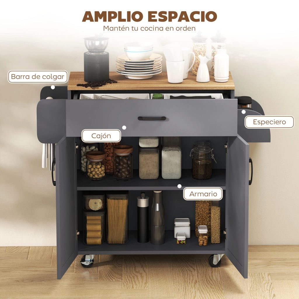 Armadio Mobile da Cucina con Ante ¨C Zephmum ¨C 105x36x85 cm Grigio