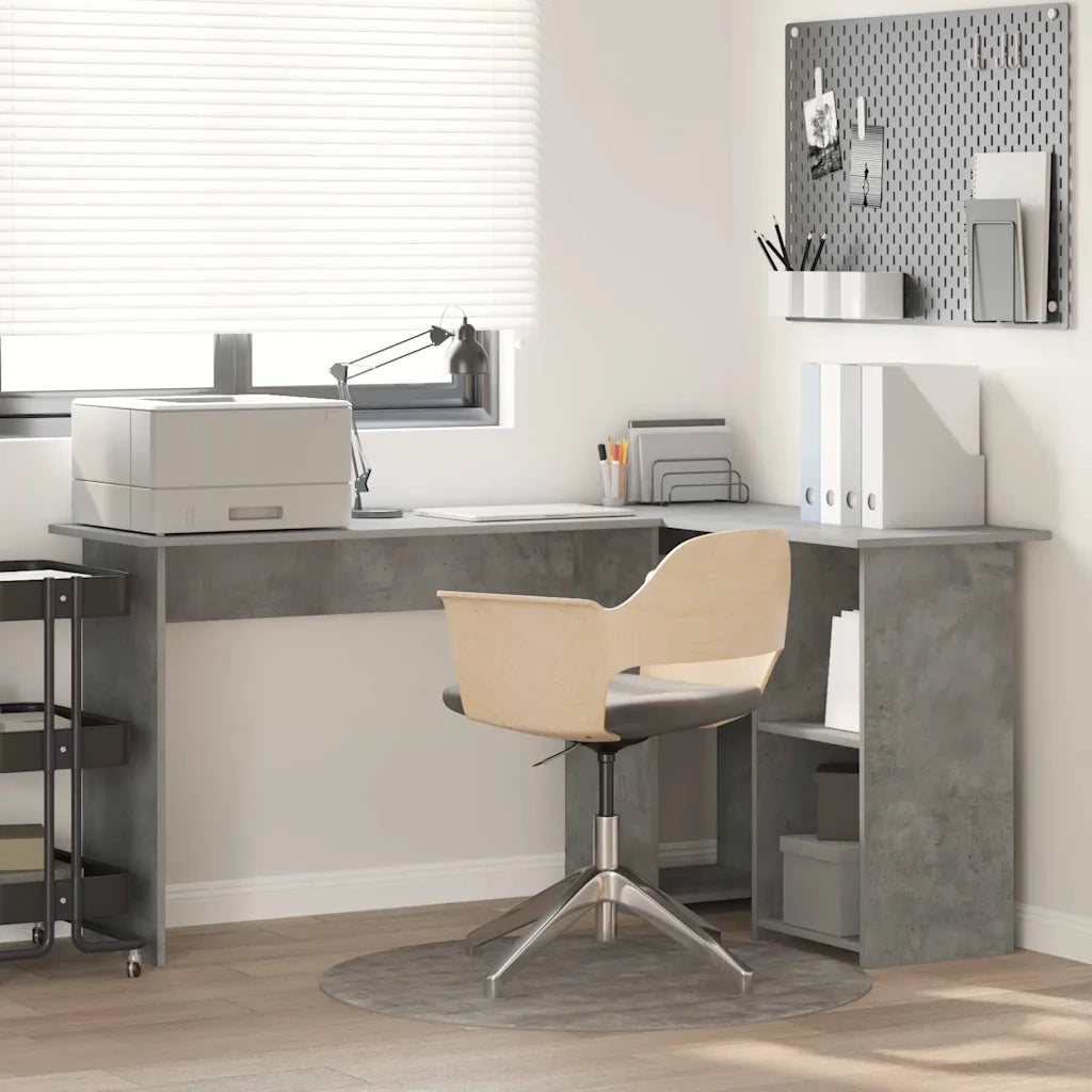Scrivania | Tavolo da Ufficio Grigio cemento 142 x 102 x 73 cm Legno multistrato