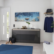 Credenza Andesina, Madia di design a 3 ante, Made in Italy, Mobile Porta TV, Buffet da soggiorno, cm 150x40h81, Antracite lucido