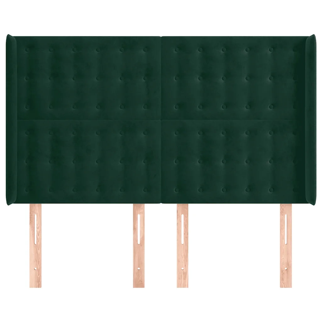 Testiera ad Orecchio Verde Scuro 147x23x118/128cm in Velluto