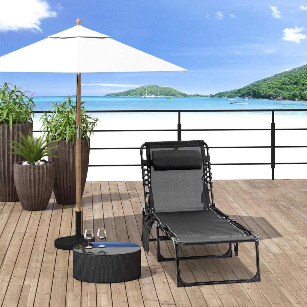 Chaise longue reclinabile ¨C zephmum ¨C nero 189x58x30 cm