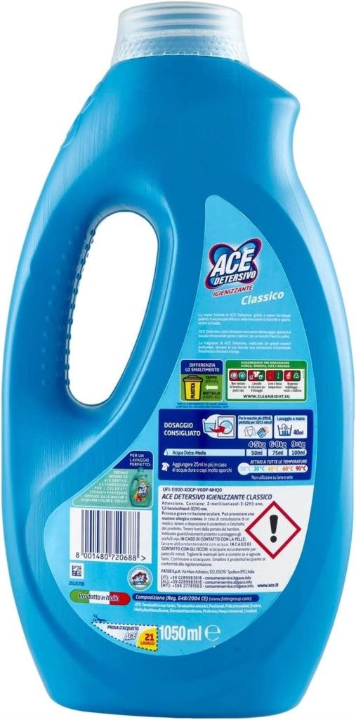 ACE DETERSIVO IGIENIZZANTE CLASSICO 21 LAVAGGI 1050 ML IGIENIZZANTE