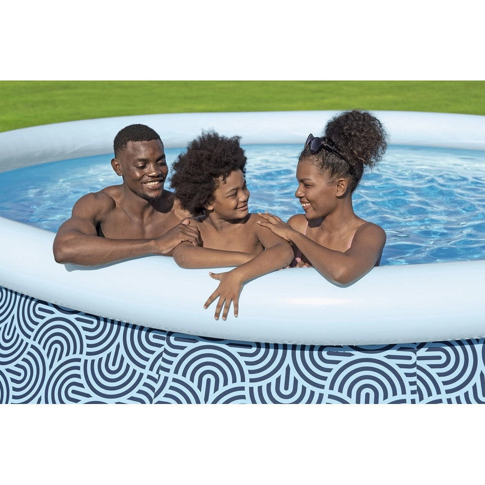 Trade Shop - Piscina Fuori Terra Fast Set Con Pompa Filtro ø457x107cm Design Geometrico Rotonda 57372 -