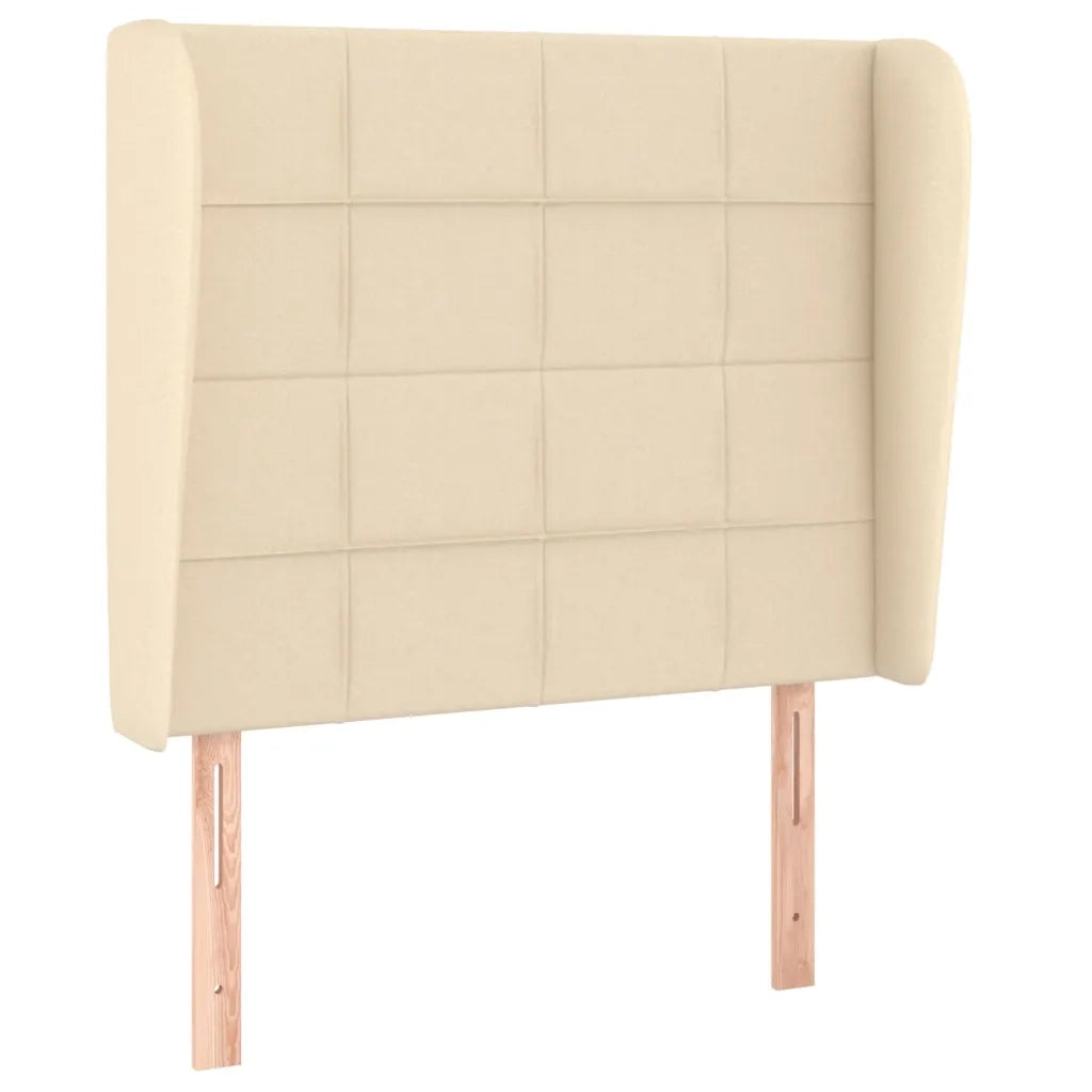 Testiera | Testata ad Orecchio Crema 93x23x118/128 cm in Tessuto