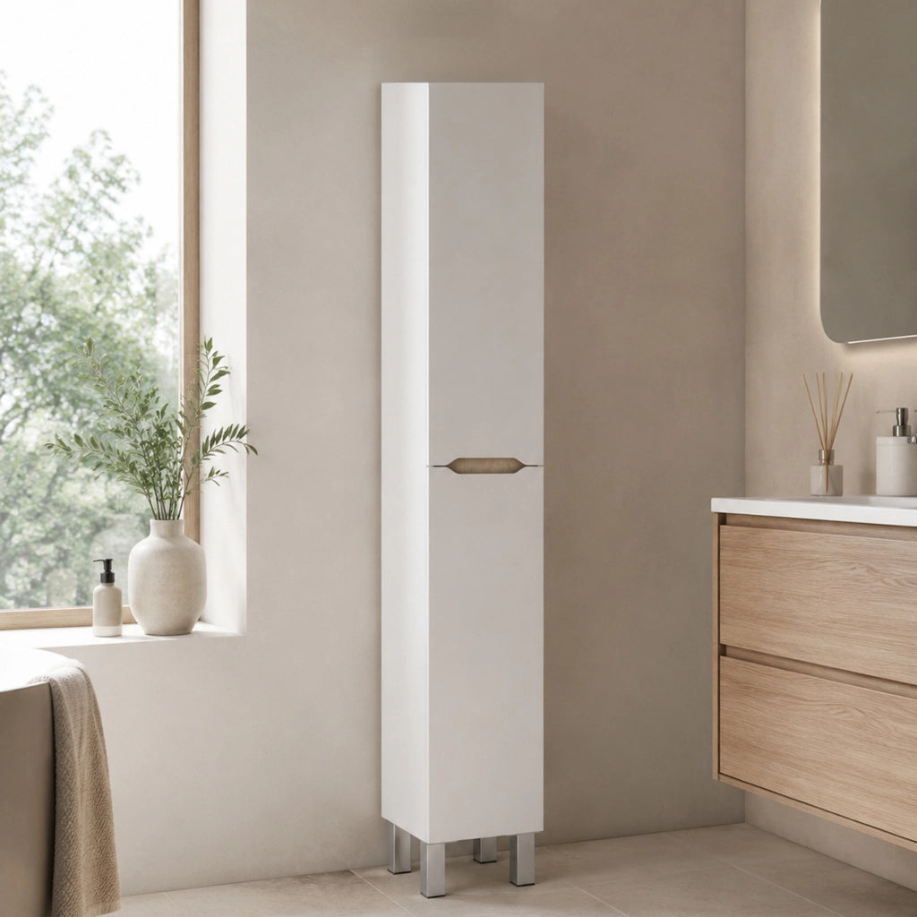 Trogir, Mobile Colonna 3 Ripiani, 30x25x182h cm Bianco Lucido