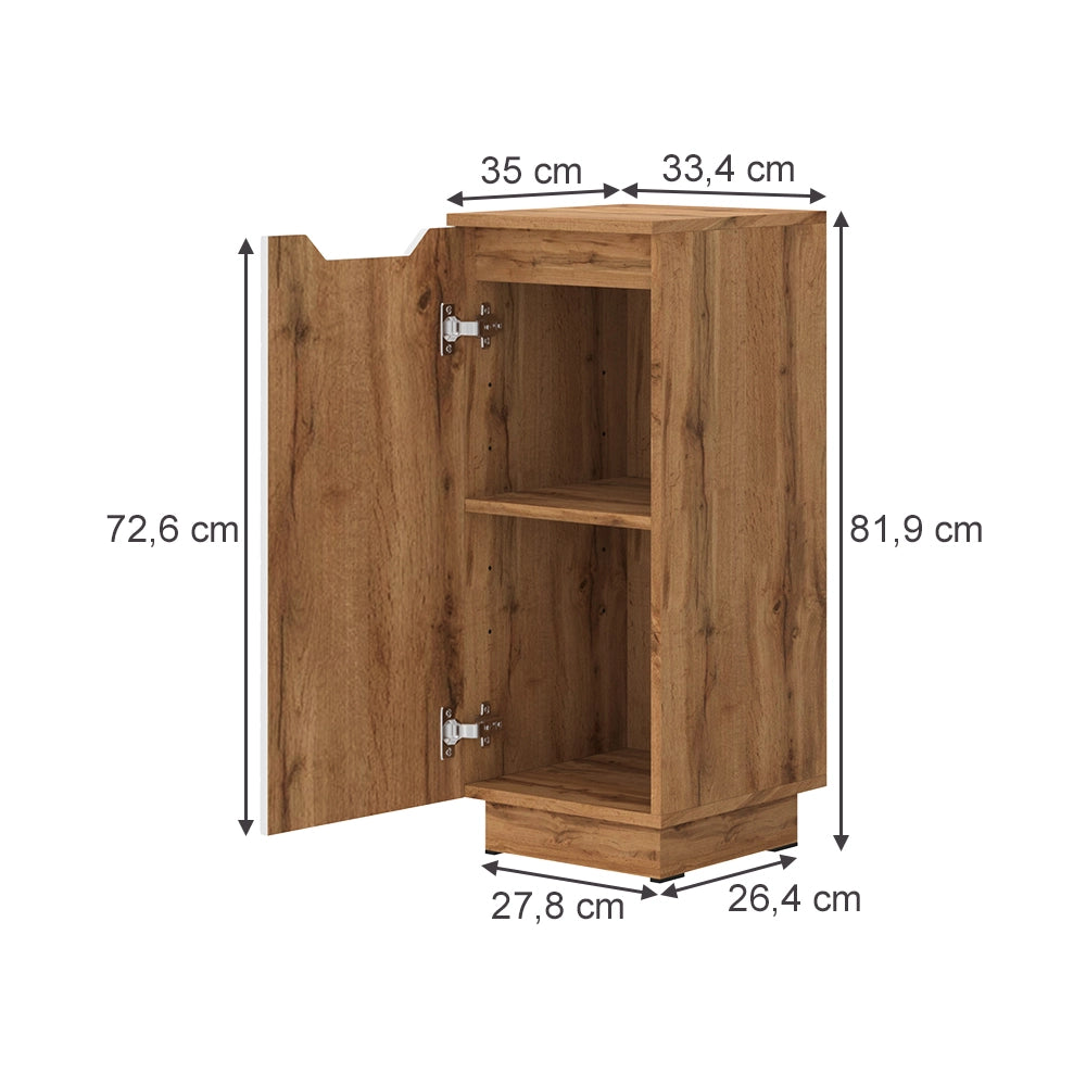 Vicco mobiletto bagno Rovere/bianco con struttura in piastrelle 33.4 x 81.9 cm