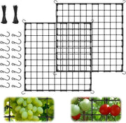 Rete per Piante Rampicanti con 2 Pacchi Rete Elastica con 24 Ganci per Verdure Frutta Fiori Nero 120 x 120 cm