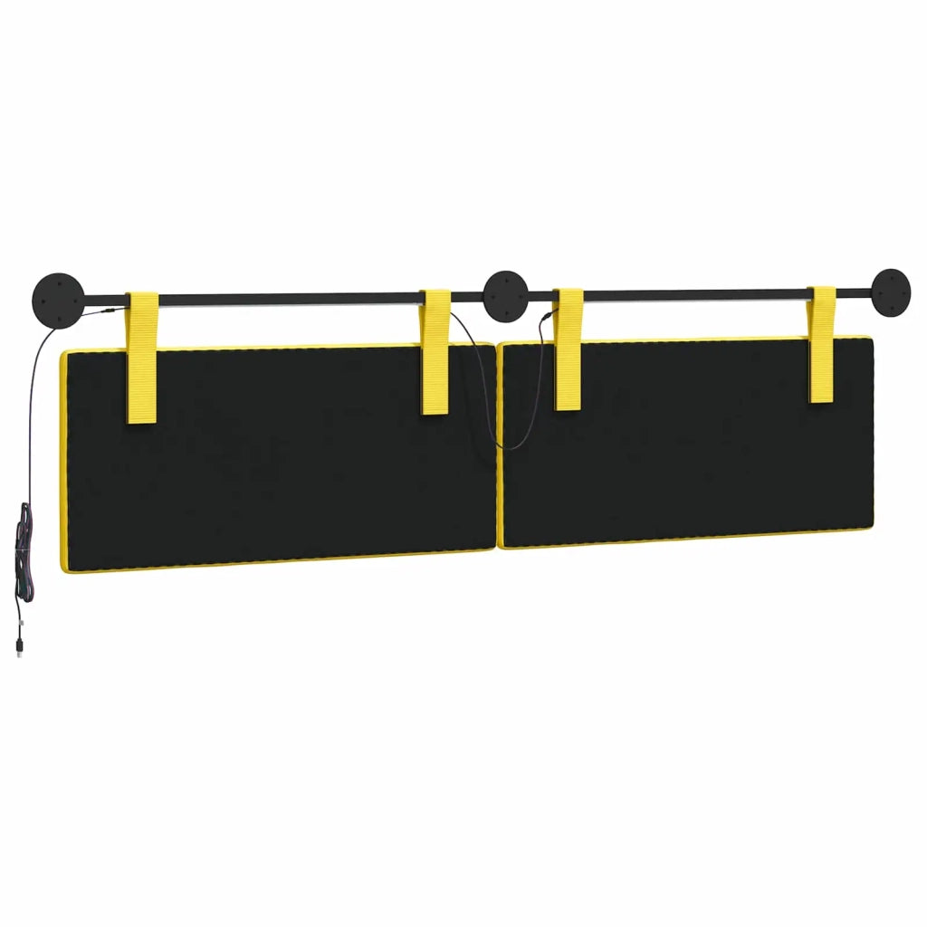 Testiera sospesa Con luce LED Giallo Chiaro Tessuto in Cords