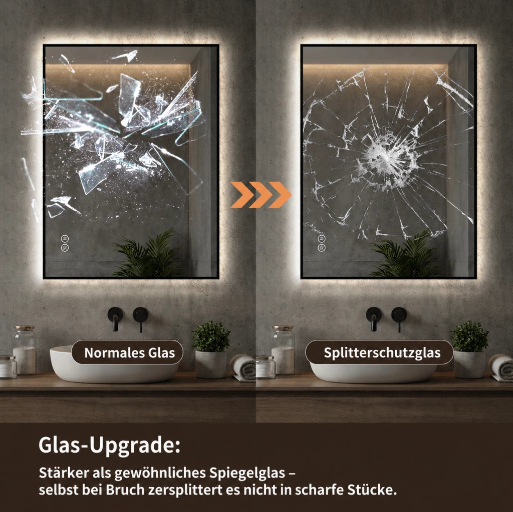 Specchio da bagno LED argento con antiappannamento