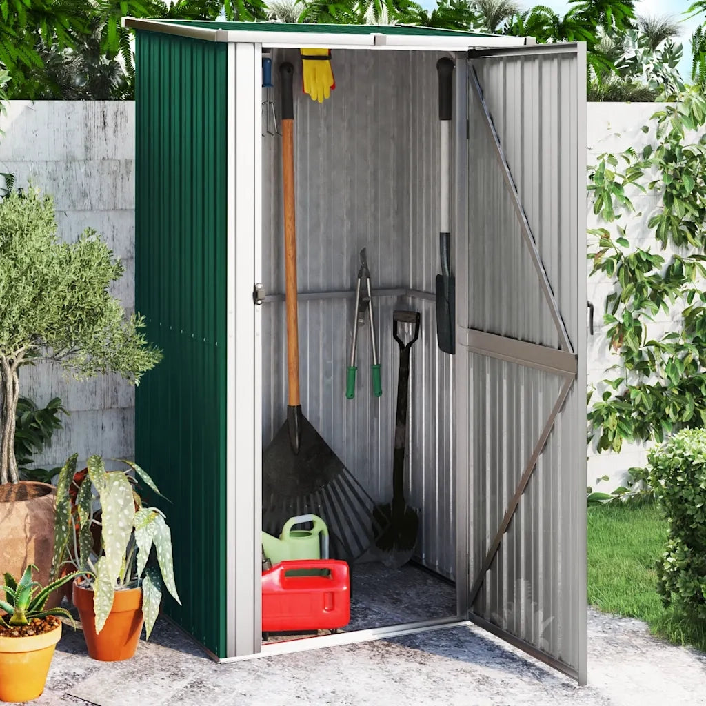 Casetta da giardino verde 118,5x97x209,5 cm in acciaio zincato 150899