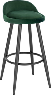 Barstoli Ergonomici in Fusto di Feltro - Set di 1 - Verde Scuro - Con Schienale Basso - Per Cucina e Bar - Altezza Seduta 69cm