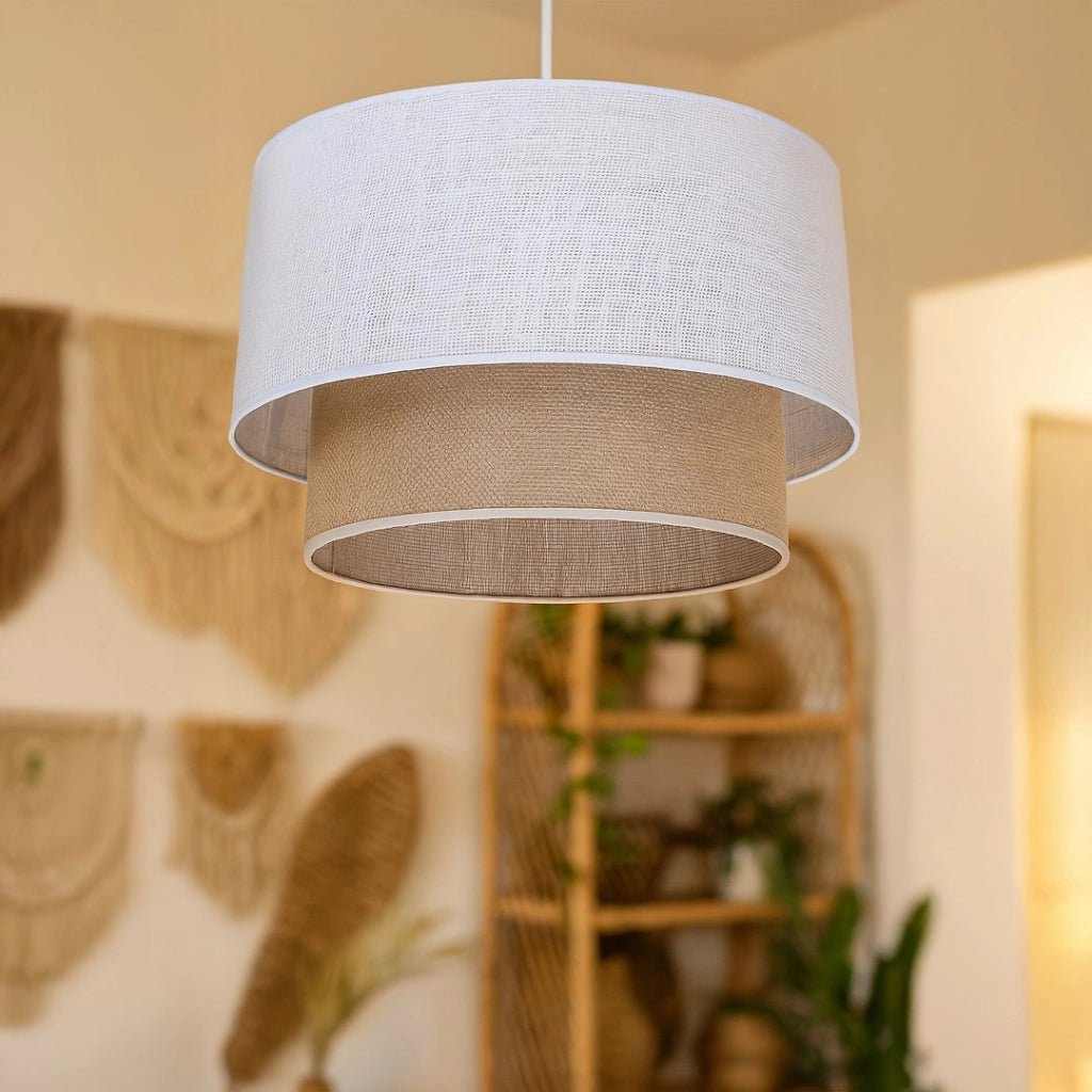 Lampada a sospensione BUENO juta bianco/beige E27 Milagro