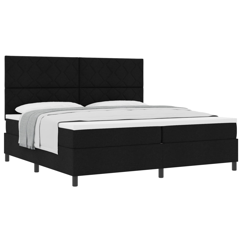 Letto Box Spring con Materasso Nero 200x200 cm in Stoffa