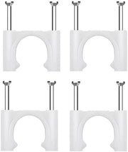 Cabletappi Resistenti - Organizzatori di Cavi - Clip per Cavi Autoadesivi - Clip per Cavi con Spillo - Profilo Circolare Bianco - 50mm, 6 Pezzi